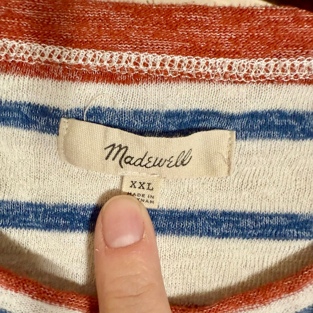 Women's Madewell Hifi Shrunken Crew Striped Short Sleeve Tee XXL - Picture 3 of 6
